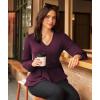 imageGRACE KARIN Women Work Peplum TopsLong Sleeve Dressy Casual BlousesV Neck Business Shirt Fall Outfits with BeltDark Red