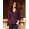 imageGRACE KARIN Women Work Peplum TopsLong Sleeve Dressy Casual BlousesV Neck Business Shirt Fall Outfits with BeltDark Red