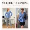 imageGRACE KARIN Women Work Peplum TopsLong Sleeve Dressy Casual BlousesV Neck Business Shirt Fall Outfits with BeltSky Blue