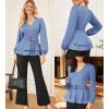 imageGRACE KARIN Women Work Peplum TopsLong Sleeve Dressy Casual BlousesV Neck Business Shirt Fall Outfits with BeltSky Blue
