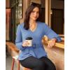 imageGRACE KARIN Women Work Peplum TopsLong Sleeve Dressy Casual BlousesV Neck Business Shirt Fall Outfits with BeltSky Blue