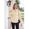 imageGRACE KARIN Womens 2025 Long Sleeve Peplum Dressy Shirt Office Bow Tie Work Blouses Tops Smocked WaistBeige