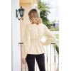 imageGRACE KARIN Womens 2025 Long Sleeve Peplum Dressy Shirt Office Bow Tie Work Blouses Tops Smocked WaistBeige