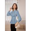 imageGRACE KARIN Womens 2025 Long Sleeve Peplum Dressy Shirt Office Bow Tie Work Blouses Tops Smocked WaistBlue