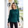 imageGRACE KARIN Womens 2025 Long Sleeve Peplum Dressy Shirt Office Bow Tie Work Blouses Tops Smocked WaistBluegreen