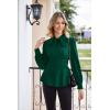 imageGRACE KARIN Womens 2025 Long Sleeve Peplum Dressy Shirt Office Bow Tie Work Blouses Tops Smocked WaistDark Green