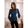 imageGRACE KARIN Womens 2025 Long Sleeve Peplum Dressy Shirt Office Bow Tie Work Blouses Tops Smocked WaistNavy Blue