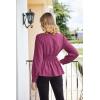 imageGRACE KARIN Womens 2025 Long Sleeve Peplum Dressy Shirt Office Bow Tie Work Blouses Tops Smocked WaistPurple Red