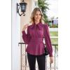 imageGRACE KARIN Womens 2025 Long Sleeve Peplum Dressy Shirt Office Bow Tie Work Blouses Tops Smocked WaistPurple Red