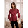 imageGRACE KARIN Womens 2025 Long Sleeve Peplum Dressy Shirt Office Bow Tie Work Blouses Tops Smocked WaistRed