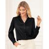 imageGRACE KARIN Womens Business Casual Tops Long Sleeve Satin Silk Blouse Button Down Work Shirts Dressy Tops Fall Fashion 2025Black