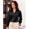 imageGRACE KARIN Womens Business Casual Tops Long Sleeve Satin Silk Blouse Button Down Work Shirts Dressy Tops Fall Fashion 2025Black