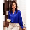 imageGRACE KARIN Womens Business Casual Tops Long Sleeve Satin Silk Blouse Button Down Work Shirts Dressy Tops Fall Fashion 2025Royal Blue