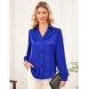 imageGRACE KARIN Womens Business Casual Tops Long Sleeve Satin Silk Blouse Button Down Work Shirts Dressy Tops Fall Fashion 2025Royal Blue