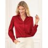 imageGRACE KARIN Womens Business Casual Tops Long Sleeve Satin Silk Blouse Button Down Work Shirts Dressy Tops Fall Fashion 2025Wine Red