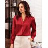 imageGRACE KARIN Womens Business Casual Tops Long Sleeve Satin Silk Blouse Button Down Work Shirts Dressy Tops Fall Fashion 2025Wine Red