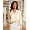 imageGRACE KARIN Womens Dressy Business Casual Blouses Satin Silk Collared V Neck Tops Lantern Long Sleeve Shirt for Work OfficeApricot