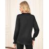 imageGRACE KARIN Womens Dressy Business Casual Blouses Satin Silk Collared V Neck Tops Lantern Long Sleeve Shirt for Work OfficeBlack