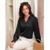 imageGRACE KARIN Womens Dressy Business Casual Blouses Satin Silk Collared V Neck Tops Lantern Long Sleeve Shirt for Work OfficeBlack