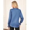 imageGRACE KARIN Womens Dressy Business Casual Blouses Satin Silk Collared V Neck Tops Lantern Long Sleeve Shirt for Work OfficeDusty Blue