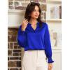 imageGRACE KARIN Womens Dressy Business Casual Blouses Satin Silk Collared V Neck Tops Lantern Long Sleeve Shirt for Work OfficeRoyal Blue