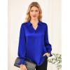 imageGRACE KARIN Womens Dressy Business Casual Blouses Satin Silk Collared V Neck Tops Lantern Long Sleeve Shirt for Work OfficeRoyal Blue