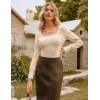 imageGRACE KARIN Womens Fall Long Sleeve Trendy Tops 2025 Square Neck Ribbed Casual Shirts Cozy Basic ShirtsApricot