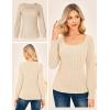 imageGRACE KARIN Womens Fall Long Sleeve Trendy Tops 2025 Square Neck Ribbed Casual Shirts Cozy Basic ShirtsApricot