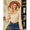 imageGRACE KARIN Womens Fall Long Sleeve Trendy Tops 2025 Square Neck Ribbed Casual Shirts Cozy Basic ShirtsApricot
