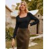 imageGRACE KARIN Womens Fall Long Sleeve Trendy Tops 2025 Square Neck Ribbed Casual Shirts Cozy Basic ShirtsBlack