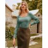 imageGRACE KARIN Womens Fall Long Sleeve Trendy Tops 2025 Square Neck Ribbed Casual Shirts Cozy Basic ShirtsGray Green
