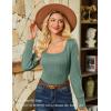 imageGRACE KARIN Womens Fall Long Sleeve Trendy Tops 2025 Square Neck Ribbed Casual Shirts Cozy Basic ShirtsGray Green