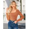 imageGRACE KARIN Womens Fall Long Sleeve Trendy Tops 2025 Square Neck Ribbed Casual Shirts Cozy Basic ShirtsOrange