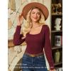 imageGRACE KARIN Womens Fall Long Sleeve Trendy Tops 2025 Square Neck Ribbed Casual Shirts Cozy Basic ShirtsWine Red