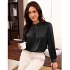imageGRACE KARIN Womens Long Sleeve Business Casual Tops Dressy Silk Satin Blouse Pleated Mock Neck Shirts Office WorkBlack