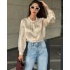 imageGRACE KARIN Womens Long Sleeve Business Casual Tops Dressy Silk Satin Blouse Pleated Mock Neck Shirts Office WorkChampagne