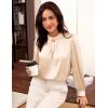 imageGRACE KARIN Womens Long Sleeve Business Casual Tops Dressy Silk Satin Blouse Pleated Mock Neck Shirts Office WorkChampagne