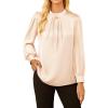 imageGRACE KARIN Womens Long Sleeve Business Casual Tops Dressy Silk Satin Blouse Pleated Mock Neck Shirts Office WorkChampagne