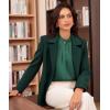 imageGRACE KARIN Womens Long Sleeve Business Casual Tops Dressy Silk Satin Blouse Pleated Mock Neck Shirts Office WorkDark Green