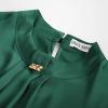 imageGRACE KARIN Womens Long Sleeve Business Casual Tops Dressy Silk Satin Blouse Pleated Mock Neck Shirts Office WorkDark Green