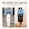imageGRACE KARIN Womens Long Sleeve Business Casual Tops Dressy Silk Satin Blouse Pleated Mock Neck Shirts Office WorkGray Blue