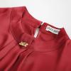imageGRACE KARIN Womens Long Sleeve Business Casual Tops Dressy Silk Satin Blouse Pleated Mock Neck Shirts Office WorkWine Red
