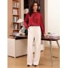 imageGRACE KARIN Womens Long Sleeve Business Casual Tops Dressy Silk Satin Blouse Pleated Mock Neck Shirts Office WorkWine Red