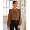 imageGRACE KARIN Womens Long Sleeve Shirts Mock Neck Casual Satin Blouse Tops for Business Office WorkDark Brown