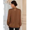 imageGRACE KARIN Womens Long Sleeve Shirts Mock Neck Casual Satin Blouse Tops for Business Office WorkDark Brown