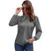 imageGRACE KARIN Womens Long Sleeve Shirts Mock Neck Casual Satin Blouse Tops for Business Office WorkDark Gray