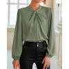 imageGRACE KARIN Womens Long Sleeve Shirts Mock Neck Casual Satin Blouse Tops for Business Office WorkYellow Green