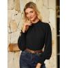 imageGRACE KARIN Womens Long Sleeve Shirts Pleated Mock Neck Tops Dressy Casual Business Work Blouses Fall Fashion 2025Black