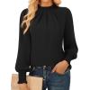imageGRACE KARIN Womens Long Sleeve Shirts Pleated Mock Neck Tops Dressy Casual Business Work Blouses Fall Fashion 2025Black