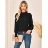 imageGRACE KARIN Womens Long Sleeve Shirts Pleated Mock Neck Tops Dressy Casual Business Work Blouses Fall Fashion 2025Black